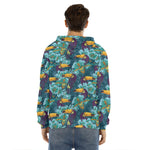 Vintage Toucan Pattern Print Men's Velvet Pullover Hoodie
