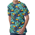 Vintage Toucan Pattern Print Men's Velvet T-Shirt