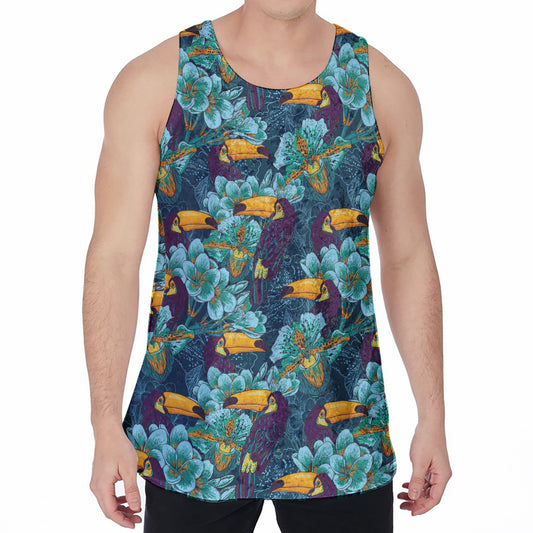 Vintage Toucan Pattern Print Men's Velvet Tank Top