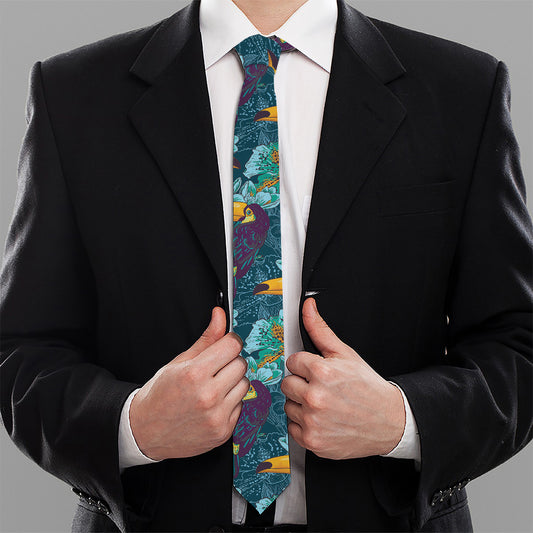 Vintage Toucan Pattern Print Necktie