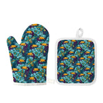Vintage Toucan Pattern Print Oven Mitt And Pot Holder Set