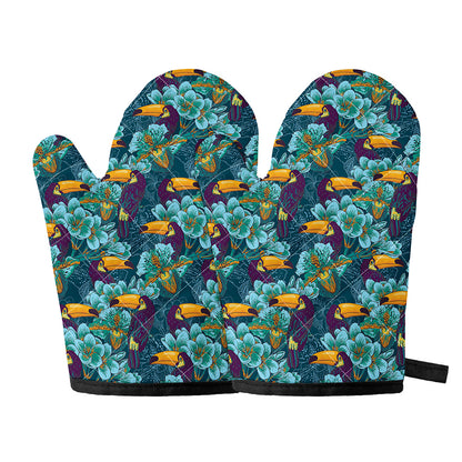 Vintage Toucan Pattern Print Oven Mitts