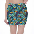 Vintage Toucan Pattern Print Pencil Mini Skirt