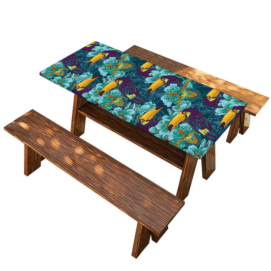 Vintage Toucan Pattern Print Picnic Table Cover