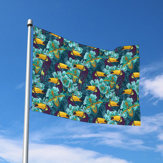 Vintage Toucan Pattern Print Polyester Flag
