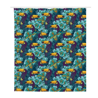 Vintage Toucan Pattern Print Polyester Shower Curtain