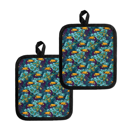 Vintage Toucan Pattern Print Pot Holders