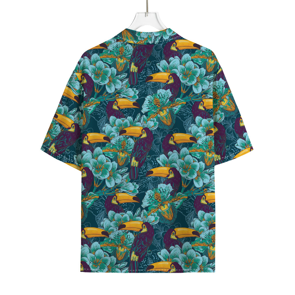 Vintage Toucan Pattern Print Rayon Hawaiian Shirt