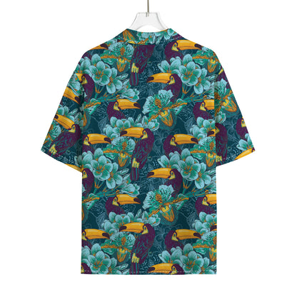 Vintage Toucan Pattern Print Rayon Hawaiian Shirt