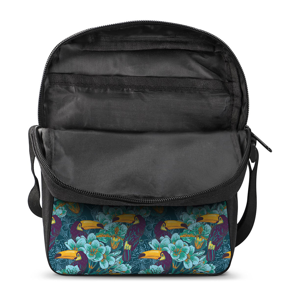 Vintage Toucan Pattern Print Rectangular Crossbody Bag