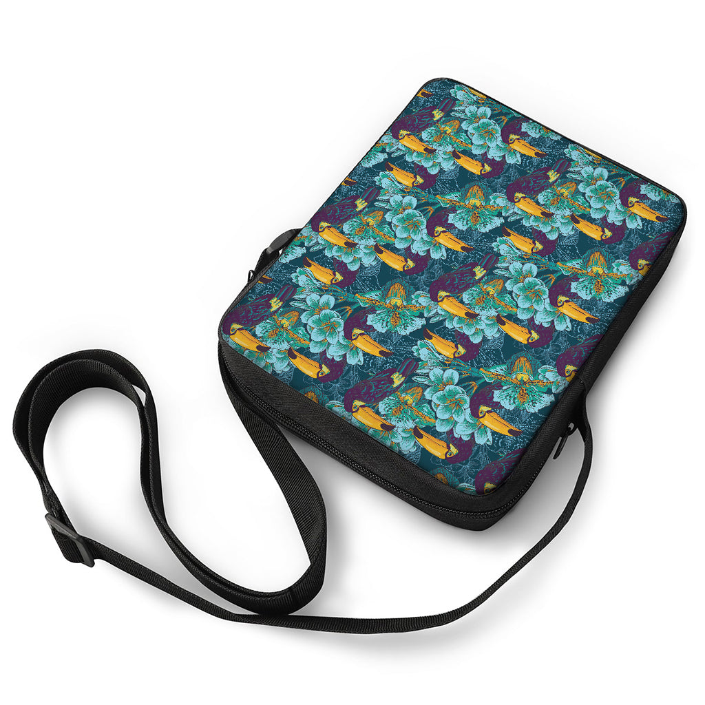 Vintage Toucan Pattern Print Rectangular Crossbody Bag