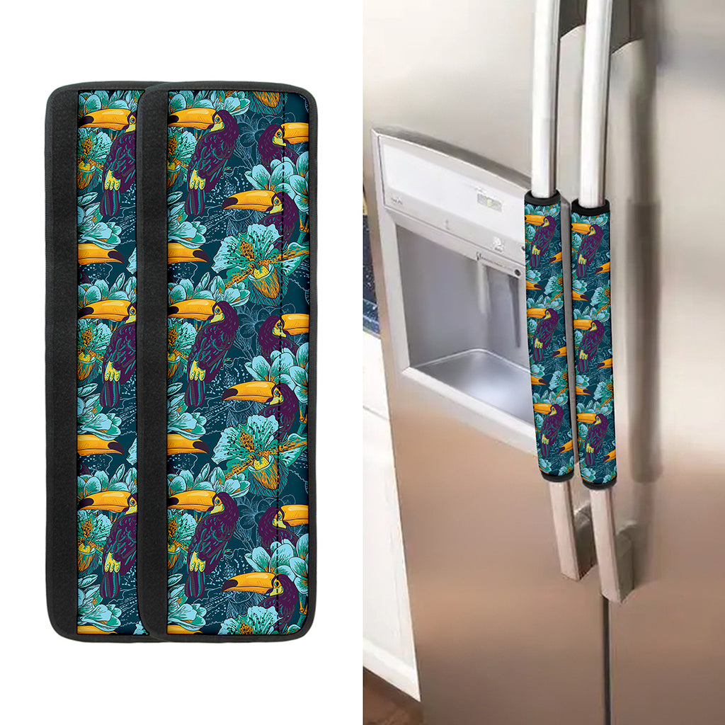 Vintage Toucan Pattern Print Refrigerator Handle Covers