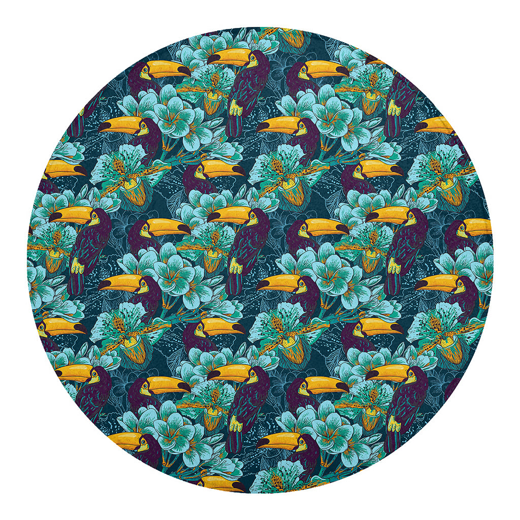 Vintage Toucan Pattern Print Round Blanket