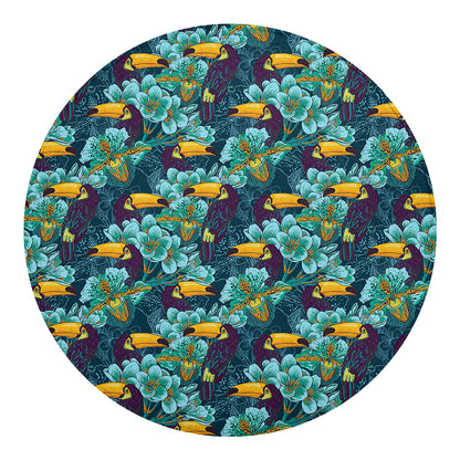 Vintage Toucan Pattern Print Round Blanket