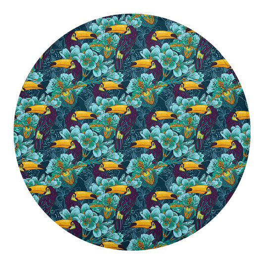 Vintage Toucan Pattern Print Round Blanket