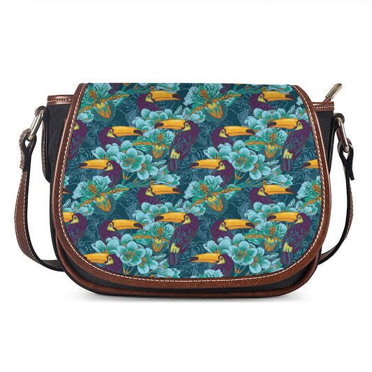 Vintage Toucan Pattern Print Saddle Bag