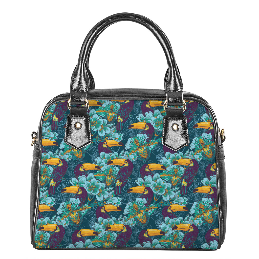 Vintage Toucan Pattern Print Shoulder Handbag