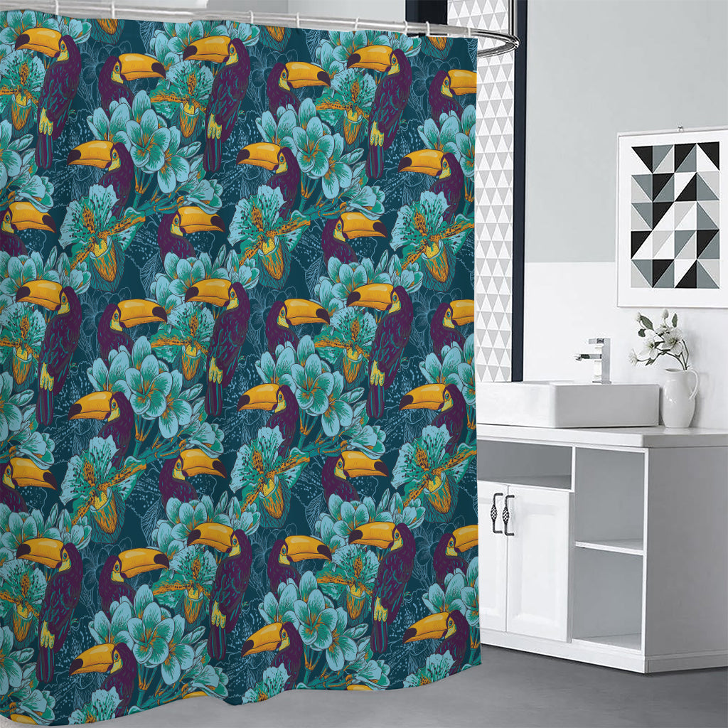 Vintage Toucan Pattern Print Shower Curtain