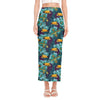 Vintage Toucan Pattern Print Side Slit Maxi Skirt