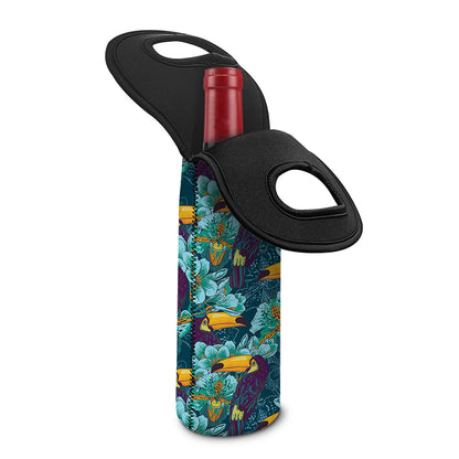 Vintage Toucan Pattern Print Single Neoprene Wine Tote