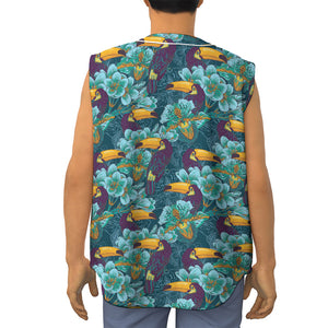 Vintage Toucan Pattern Print Sleeveless Baseball Jersey