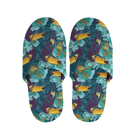 Vintage Toucan Pattern Print Slippers