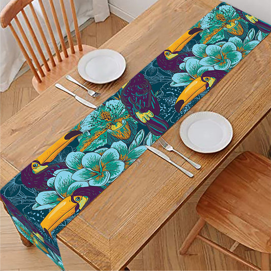 Vintage Toucan Pattern Print Table Runner