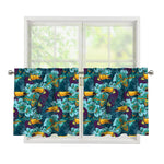 Vintage Toucan Pattern Print Tier Curtains