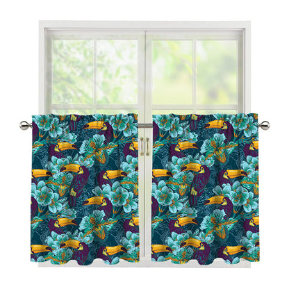 Vintage Toucan Pattern Print Tier Curtains