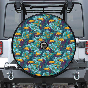 Vintage Toucan Pattern Print Tire Cover With Camera Hole