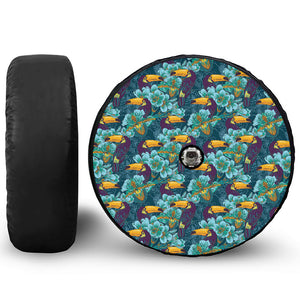 Vintage Toucan Pattern Print Tire Cover With Camera Hole