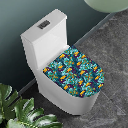 Vintage Toucan Pattern Print Toilet Lid Cover