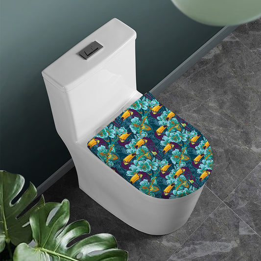 Vintage Toucan Pattern Print Toilet Lid Cover