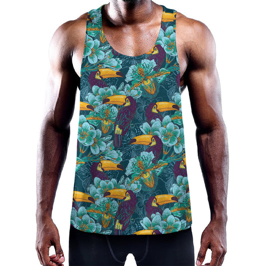 Vintage Toucan Pattern Print Training Tank Top