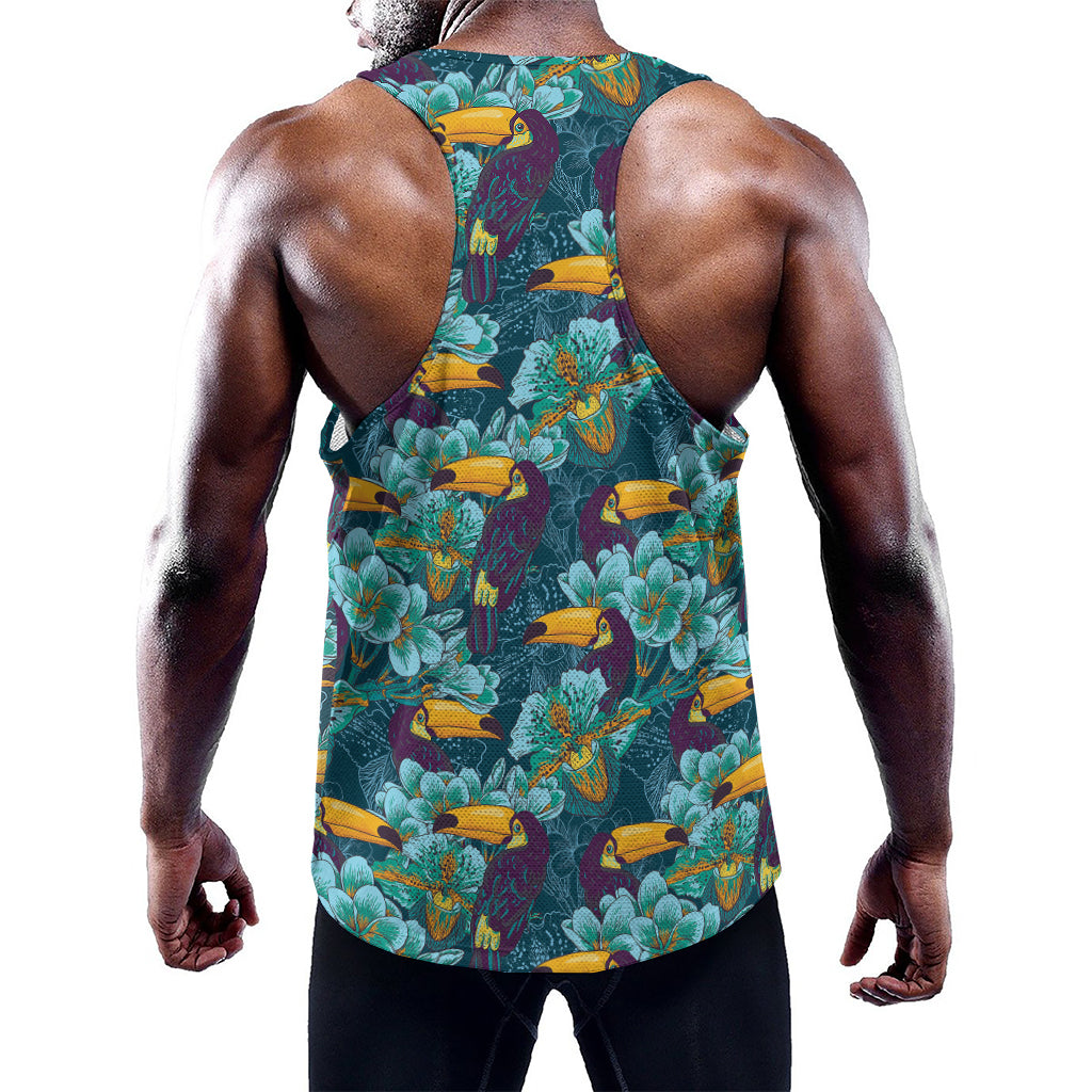 Vintage Toucan Pattern Print Training Tank Top