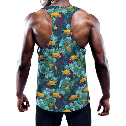 Vintage Toucan Pattern Print Training Tank Top