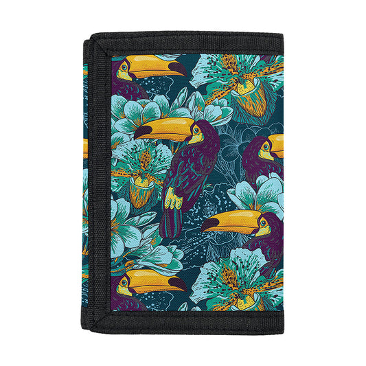 Vintage Toucan Pattern Print Trifold Wallet
