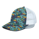 Vintage Toucan Pattern Print White Mesh Trucker Cap