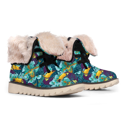 Vintage Toucan Pattern Print Winter Boots