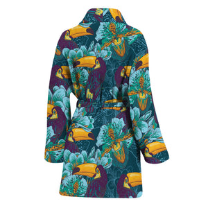 Vintage Toucan Pattern Print Women's Bathrobe