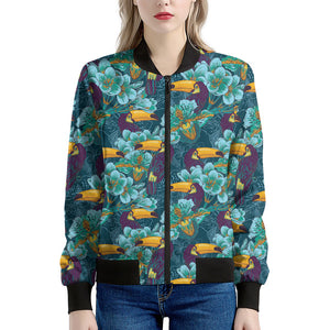 Vintage Toucan Pattern Print Women's Bomber Jacket