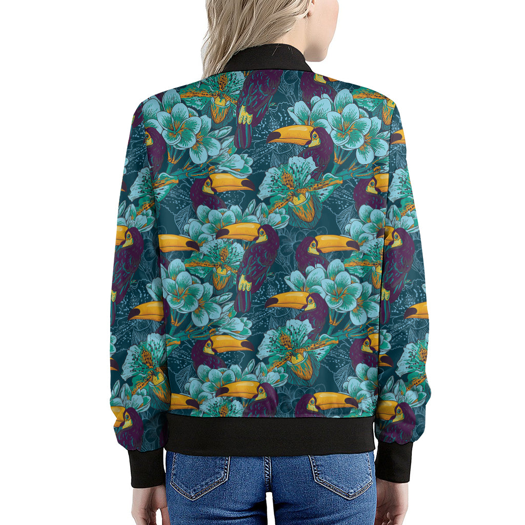 Vintage Toucan Pattern Print Women's Bomber Jacket