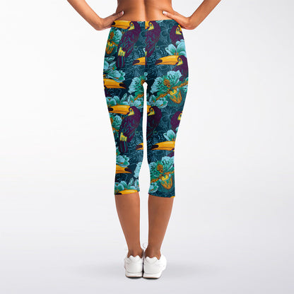 Vintage Toucan Pattern Print Women's Capri Leggings
