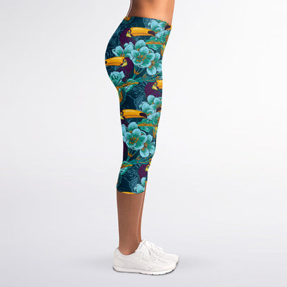 Vintage Toucan Pattern Print Women's Capri Leggings