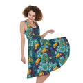 Vintage Toucan Pattern Print Sleeveless Knee Length Dress