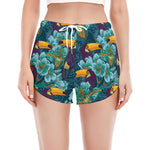 Vintage Toucan Pattern Print Women's Split Running Shorts