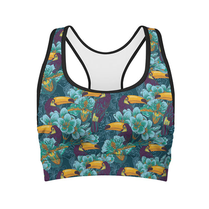 Vintage Toucan Pattern Print Women's Sports Bra