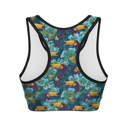 Vintage Toucan Pattern Print Women's Sports Bra