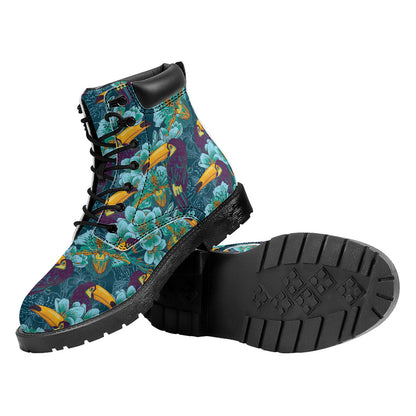 Vintage Toucan Pattern Print Work Boots