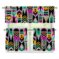 Vintage Tribal Aztec Pattern Print 3 Piece Kitchen Curtains